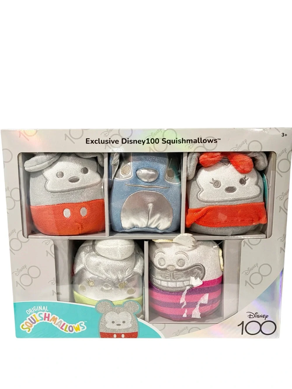 Squishmallow Disney100 5-Inch 5 Pack Plush Box Set Mickey Minnie Stitch And More